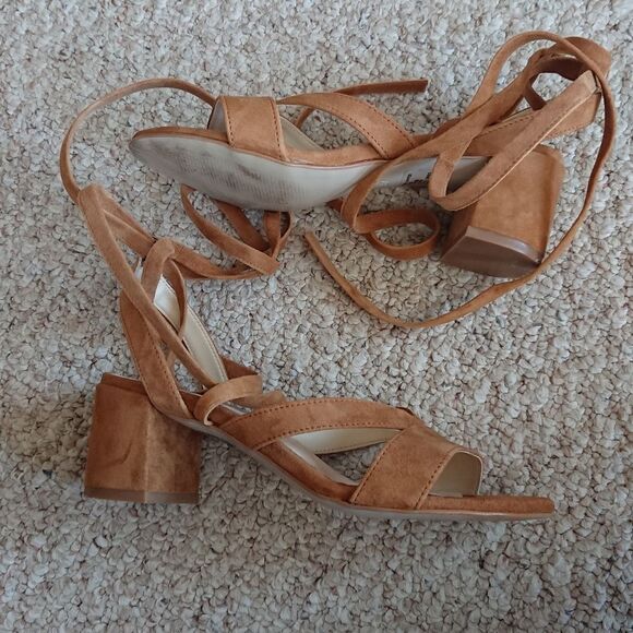 J Peterman brown Sienna Kid Elegant Tan Strappy Sandals size 37 - Picture 5 of 12